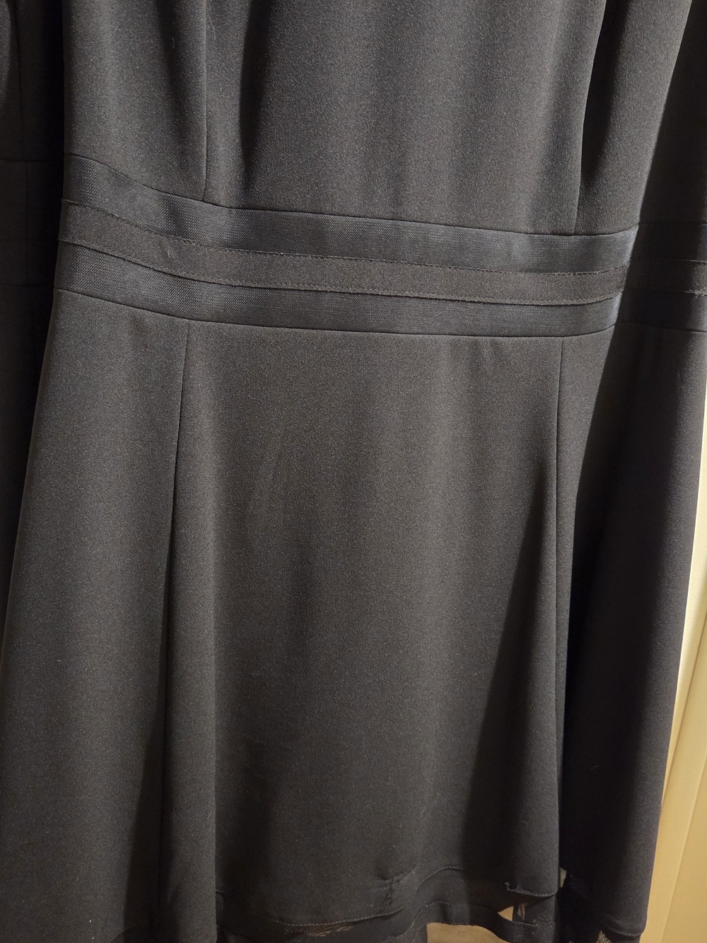 Calvin Klein Black A-Line Dress with Sheer Sleeve & Hem Stripe Details 22W - Picture 4 of 7